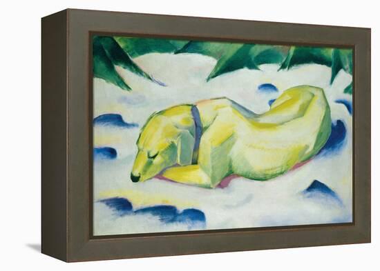 Dog Lying in the Snow, C.1911 (Oil on Canvas)-Franz Marc-Framed Premier Image Canvas