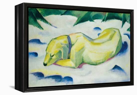 Dog Lying in the Snow, C.1911 (Oil on Canvas)-Franz Marc-Framed Premier Image Canvas