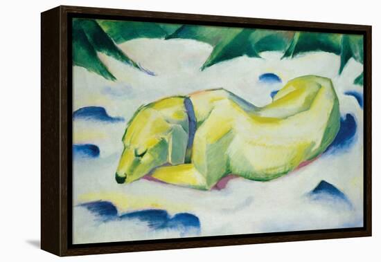 Dog Lying in the Snow, C.1911 (Oil on Canvas)-Franz Marc-Framed Premier Image Canvas