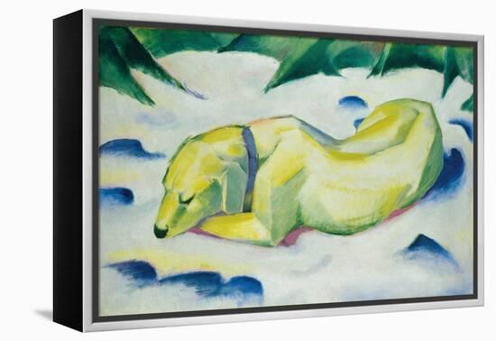 Dog Lying in the Snow, C.1911 (Oil on Canvas)-Franz Marc-Framed Premier Image Canvas