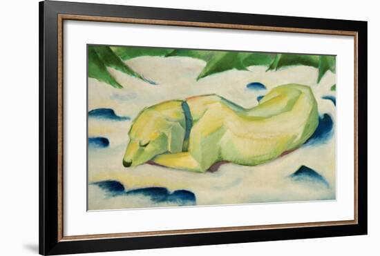 Dog lying in the snow-Franz Marc-Framed Giclee Print