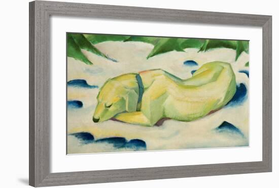 Dog lying in the snow-Franz Marc-Framed Giclee Print