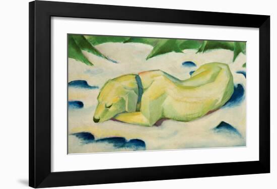 Dog lying in the snow-Franz Marc-Framed Giclee Print