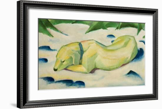 Dog lying in the snow-Franz Marc-Framed Giclee Print