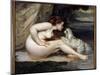 Dog Naked Woman. Portrait of Leontine Renaude. Painting by Gustave Courbet (1819-1877), 1861. Oil O-Gustave Courbet-Mounted Giclee Print