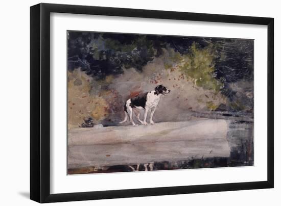 Dog on a Log, 1889 (W/C & Graphite on Wove Paper)-Winslow Homer-Framed Giclee Print