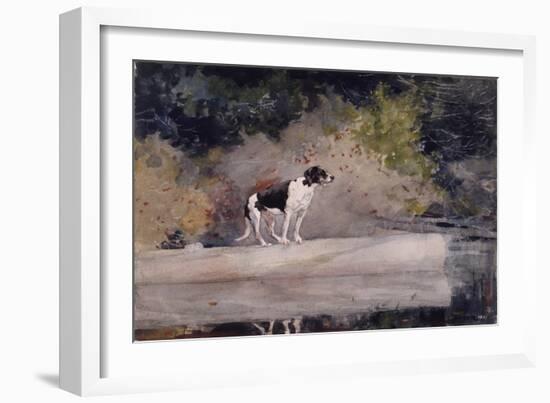 Dog on a Log, 1889 (W/C & Graphite on Wove Paper)-Winslow Homer-Framed Giclee Print