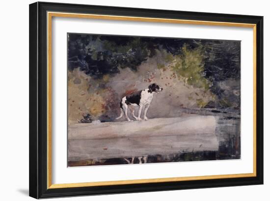 Dog on a Log, 1889 (W/C & Graphite on Wove Paper)-Winslow Homer-Framed Giclee Print