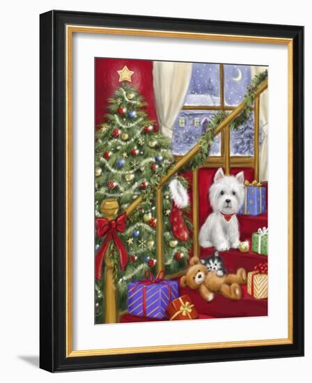 Dog on Stairs-MAKIKO-Framed Giclee Print