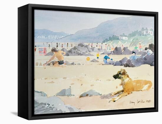 Dog on the Beach, Woolacombe, 1987-Lucy Willis-Framed Premier Image Canvas