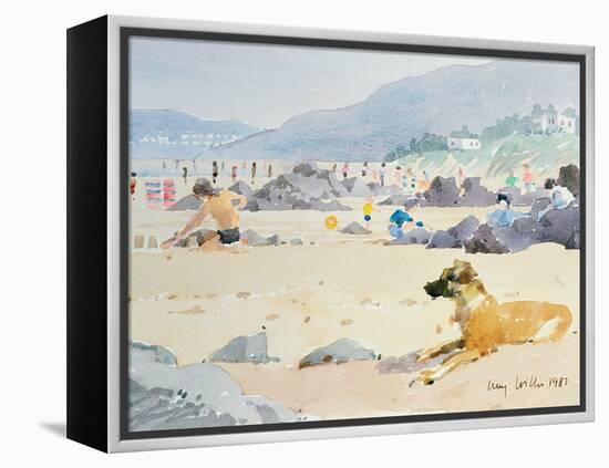 Dog on the Beach, Woolacombe, 1987-Lucy Willis-Framed Premier Image Canvas