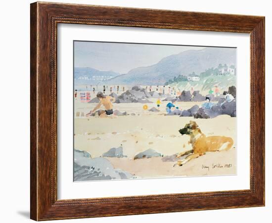Dog on the Beach, Woolacombe, 1987-Lucy Willis-Framed Giclee Print