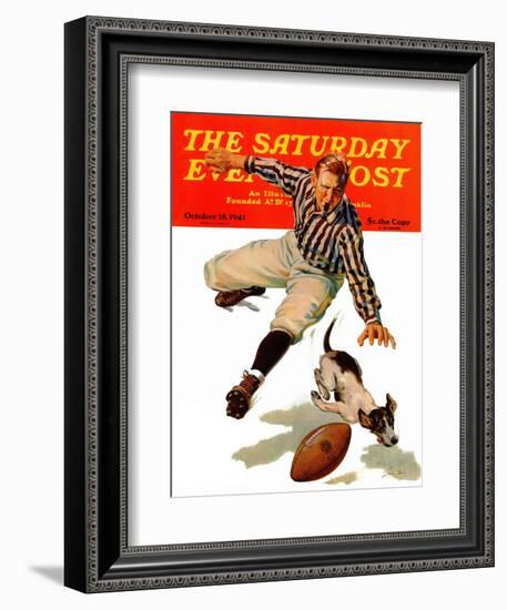 "Dog on the Field," Saturday Evening Post Cover, October 18, 1941-Lonie Bee-Framed Giclee Print