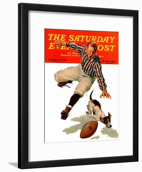 "Dog on the Field," Saturday Evening Post Cover, October 18, 1941-Lonie Bee-Framed Giclee Print