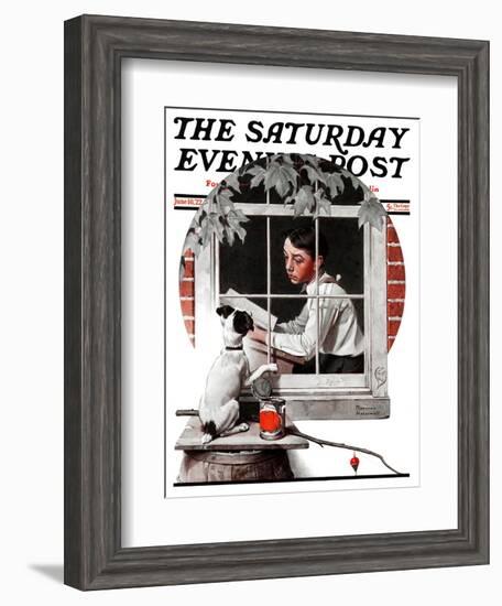 "Dog Outside" or "Patient Friend" Saturday Evening Post Cover, June 10,1922-Norman Rockwell-Framed Giclee Print