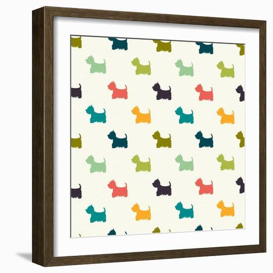 Dog Pattern-TashaNatasha-Framed Art Print