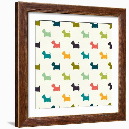 Dog Pattern-TashaNatasha-Framed Art Print