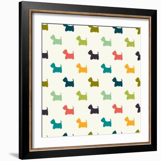 Dog Pattern-TashaNatasha-Framed Art Print