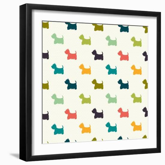 Dog Pattern-TashaNatasha-Framed Art Print