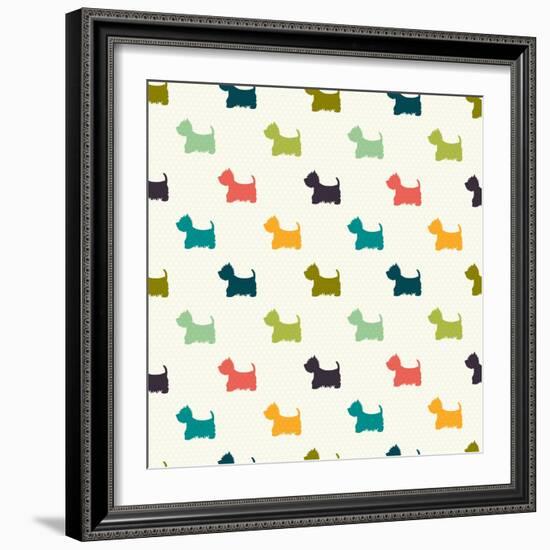 Dog Pattern-TashaNatasha-Framed Art Print