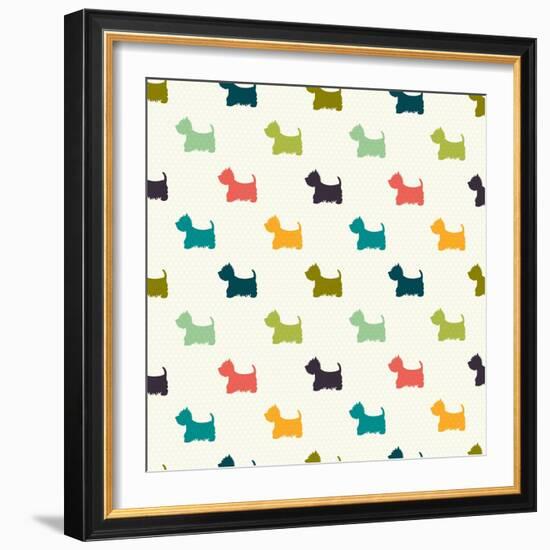 Dog Pattern-TashaNatasha-Framed Art Print