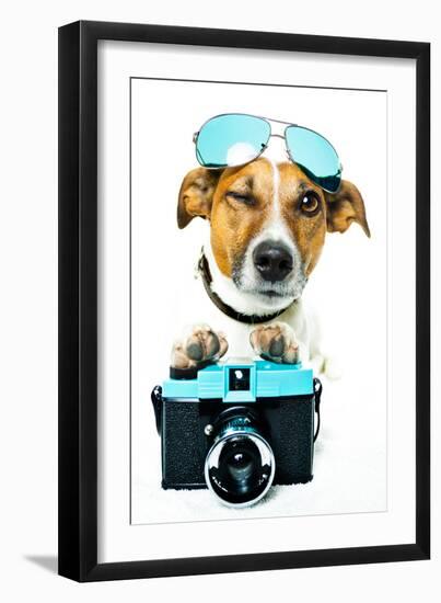 Dog Photo Camera-Javier Brosch-Framed Photographic Print