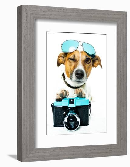 Dog Photo Camera-Javier Brosch-Framed Photographic Print