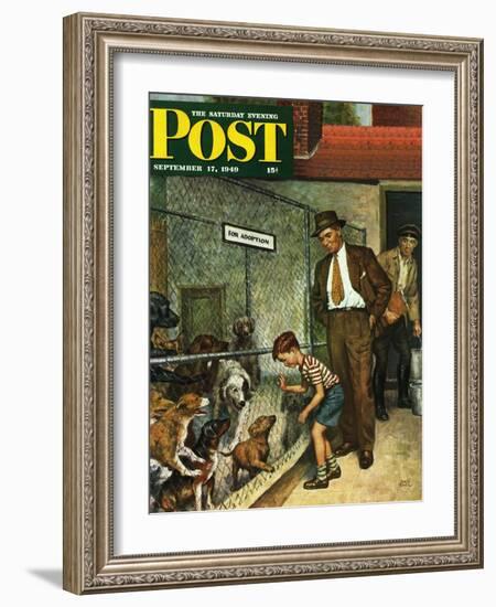 "Dog Pound," Saturday Evening Post Cover, September 17, 1949-Amos Sewell-Framed Giclee Print