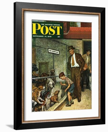 "Dog Pound," Saturday Evening Post Cover, September 17, 1949-Amos Sewell-Framed Giclee Print