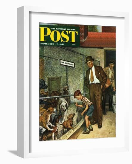 "Dog Pound," Saturday Evening Post Cover, September 17, 1949-Amos Sewell-Framed Giclee Print