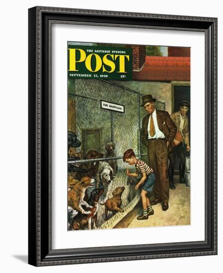 "Dog Pound," Saturday Evening Post Cover, September 17, 1949-Amos Sewell-Framed Giclee Print