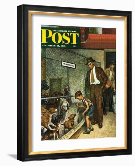 "Dog Pound," Saturday Evening Post Cover, September 17, 1949-Amos Sewell-Framed Giclee Print