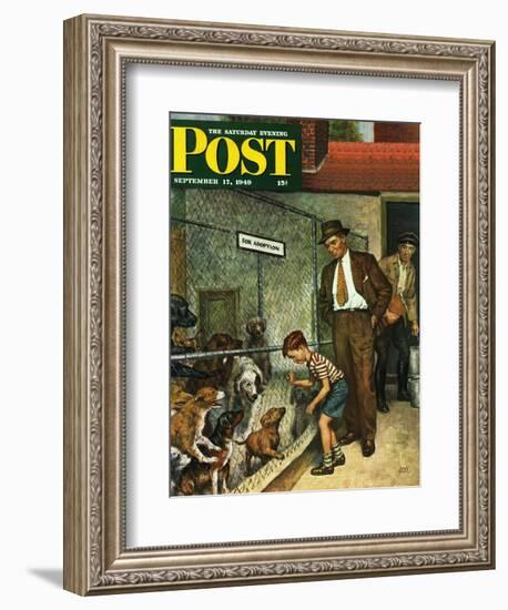 "Dog Pound," Saturday Evening Post Cover, September 17, 1949-Amos Sewell-Framed Giclee Print