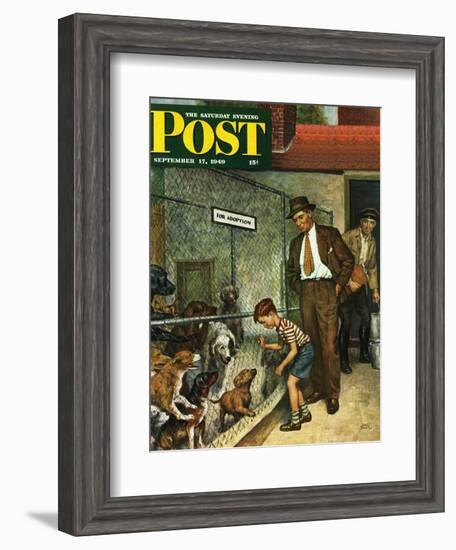 "Dog Pound," Saturday Evening Post Cover, September 17, 1949-Amos Sewell-Framed Giclee Print