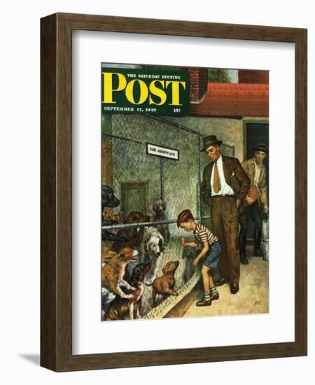 "Dog Pound," Saturday Evening Post Cover, September 17, 1949-Amos Sewell-Framed Giclee Print
