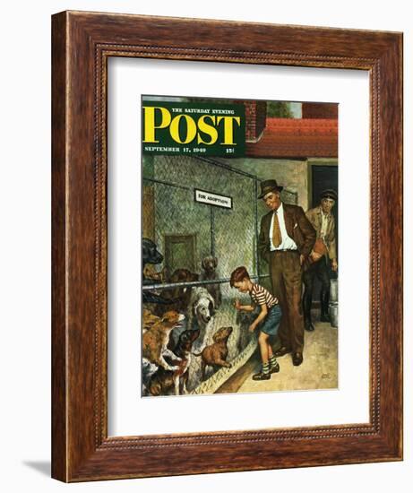 "Dog Pound," Saturday Evening Post Cover, September 17, 1949-Amos Sewell-Framed Giclee Print