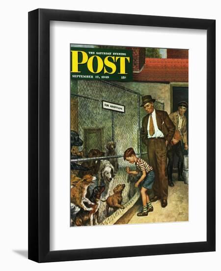 "Dog Pound," Saturday Evening Post Cover, September 17, 1949-Amos Sewell-Framed Giclee Print