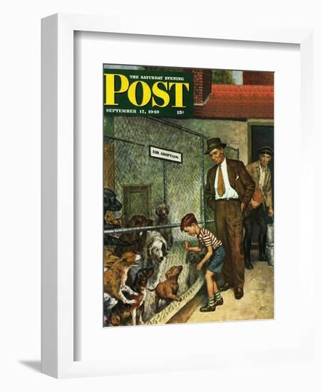 "Dog Pound," Saturday Evening Post Cover, September 17, 1949-Amos Sewell-Framed Giclee Print