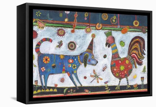 Dog Rooster Color-Jill Mayberg-Framed Premier Image Canvas