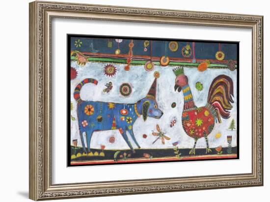 Dog Rooster Color-Jill Mayberg-Framed Giclee Print