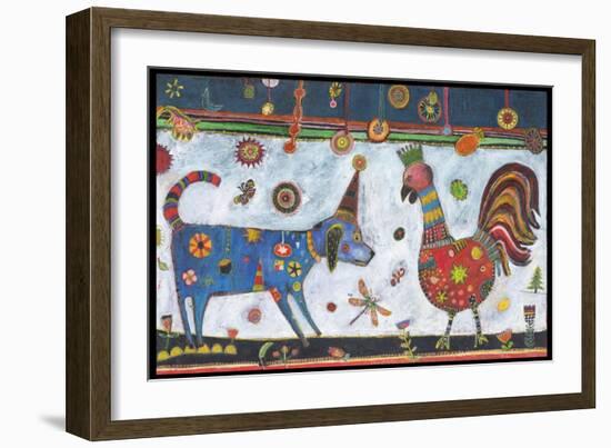 Dog Rooster Color-Jill Mayberg-Framed Giclee Print