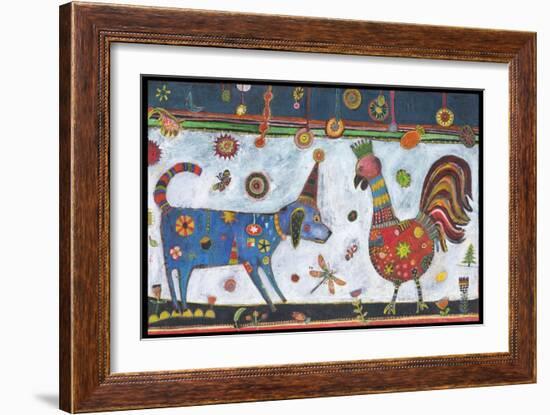 Dog Rooster Color-Jill Mayberg-Framed Giclee Print