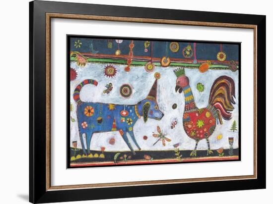 Dog Rooster Color-Jill Mayberg-Framed Giclee Print