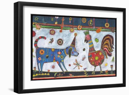 Dog Rooster Color-Jill Mayberg-Framed Giclee Print