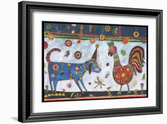 Dog Rooster Color-Jill Mayberg-Framed Giclee Print