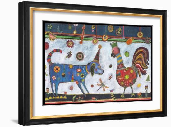 Dog Rooster Color-Jill Mayberg-Framed Giclee Print