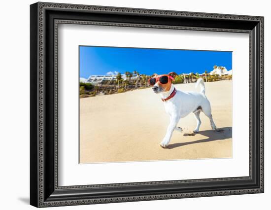 Dog Running at Beach-Javier Brosch-Framed Photographic Print