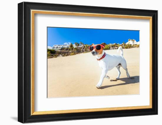 Dog Running at Beach-Javier Brosch-Framed Photographic Print