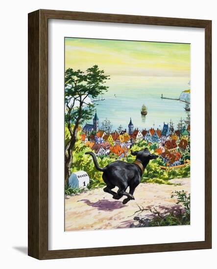 Dog Running to Find His Master, 1969-English School-Framed Giclee Print