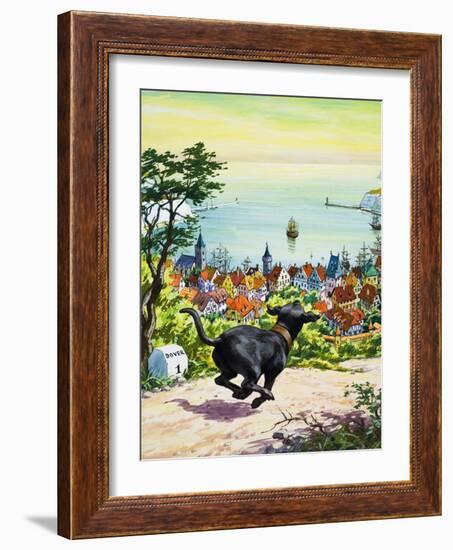 Dog Running to Find His Master, 1969-English School-Framed Giclee Print